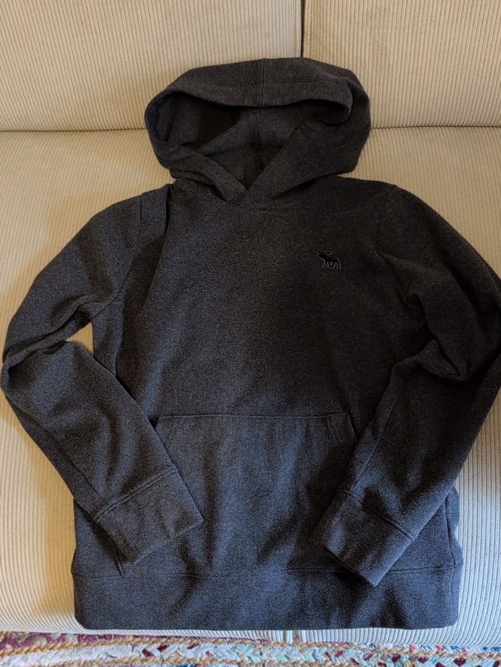 Abercrombie Charcoal Hooded Pullover Sweatshirt - Dark Gray